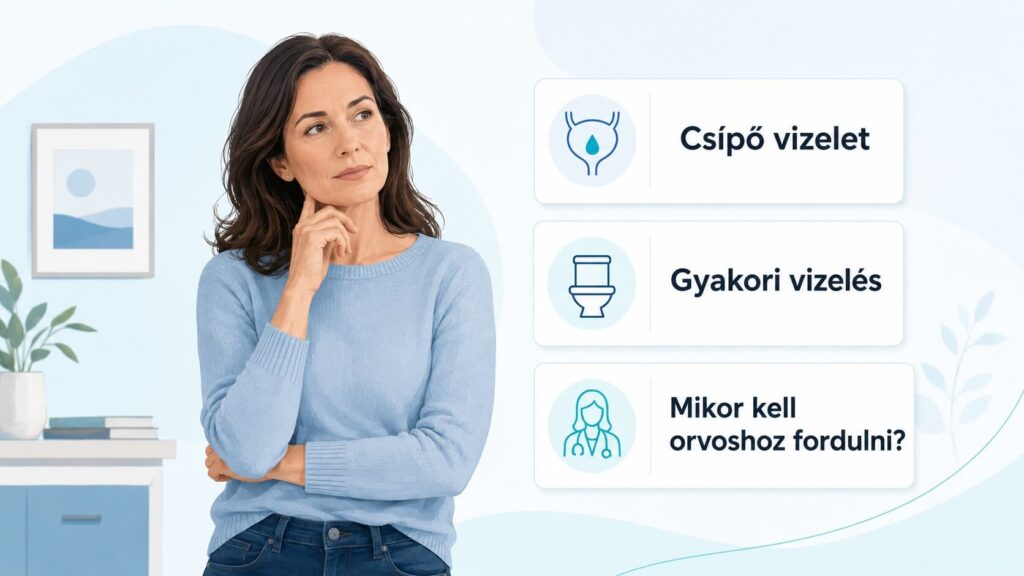 Húgyúti panaszok közérthető, megbízható bemutatása laikus olvasóknak.